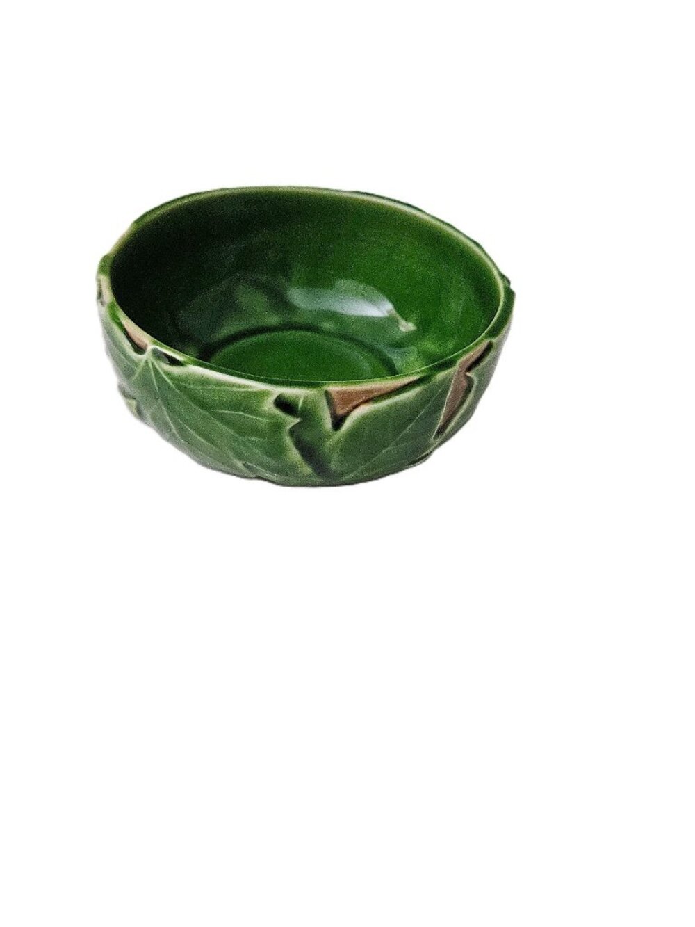 Vintage Bordallo Pinheiro Green Maple Leaf Bowl – Majolica Style – Portugal